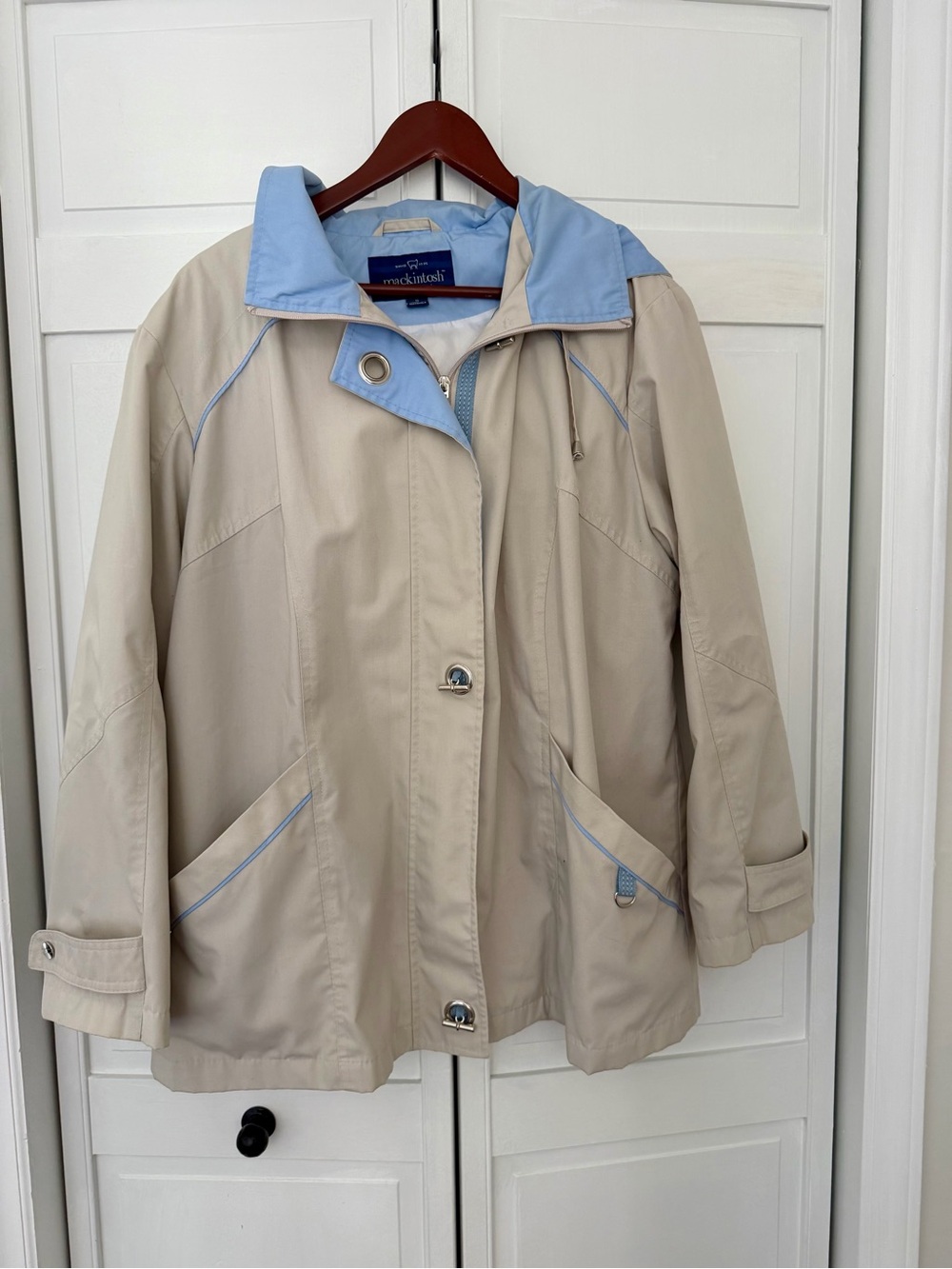 Mackintosh New England eBeige Trench Coat with Light Blue Trim by Lands' End